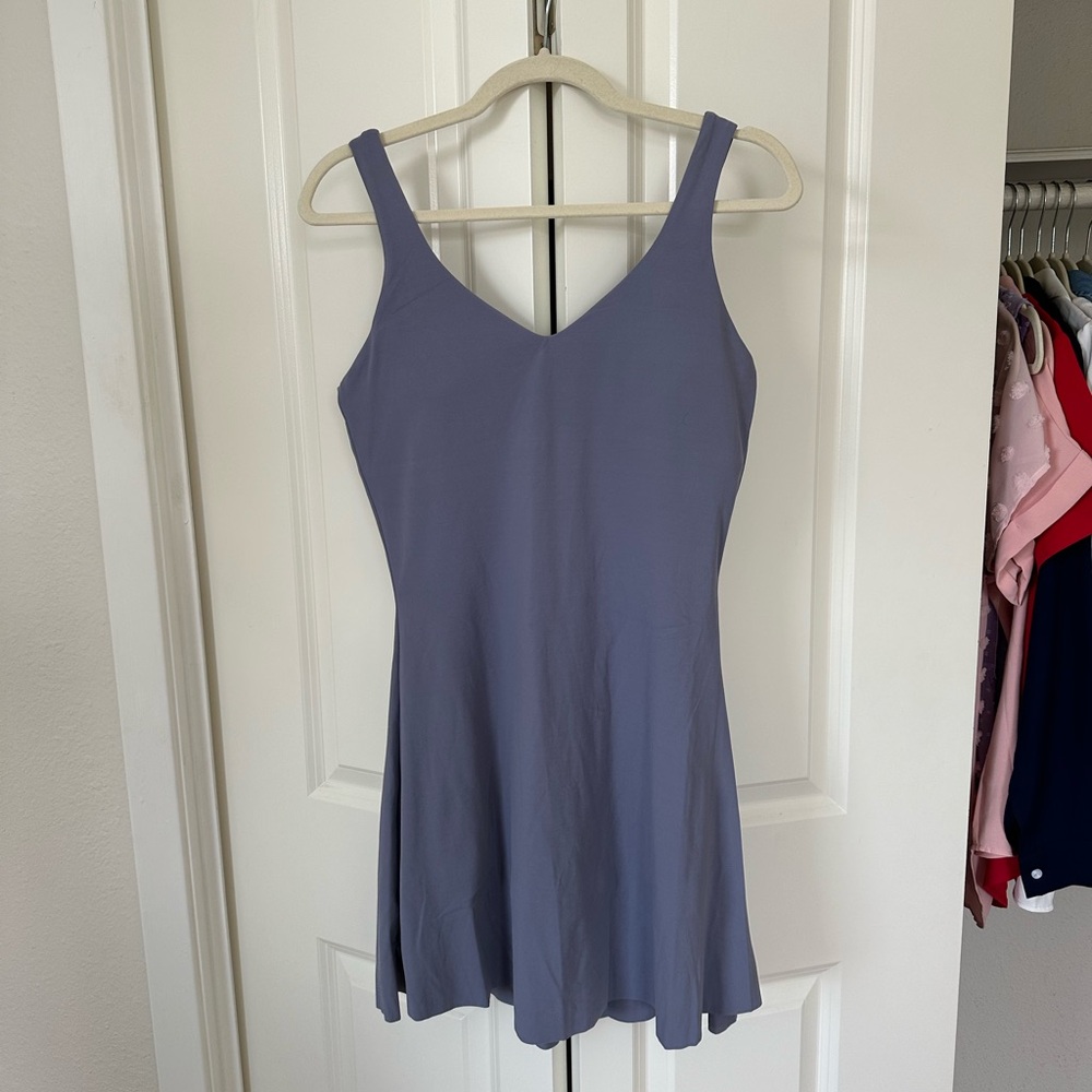 Women’s Classic V-Neck Sleeveless Dress in Slate Blue